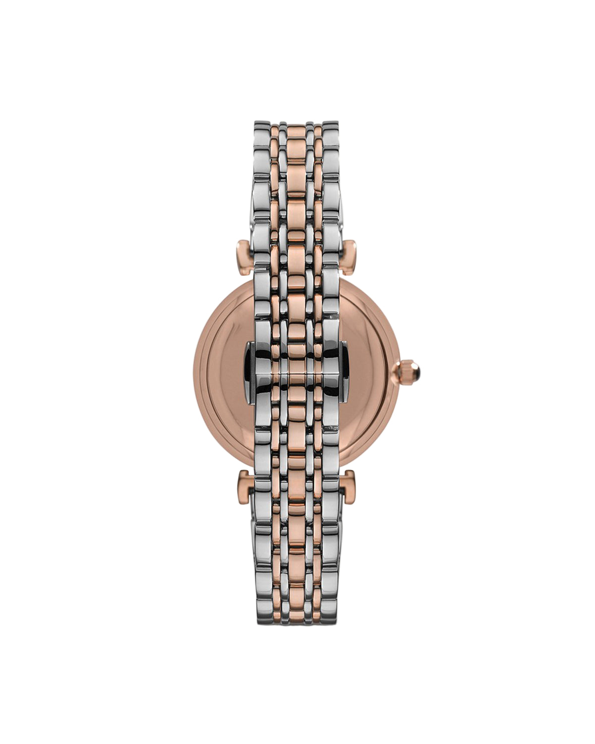Emporio Armani AR1725 Gianni Classic watch, close-up of gray dial and rose gold-tone case