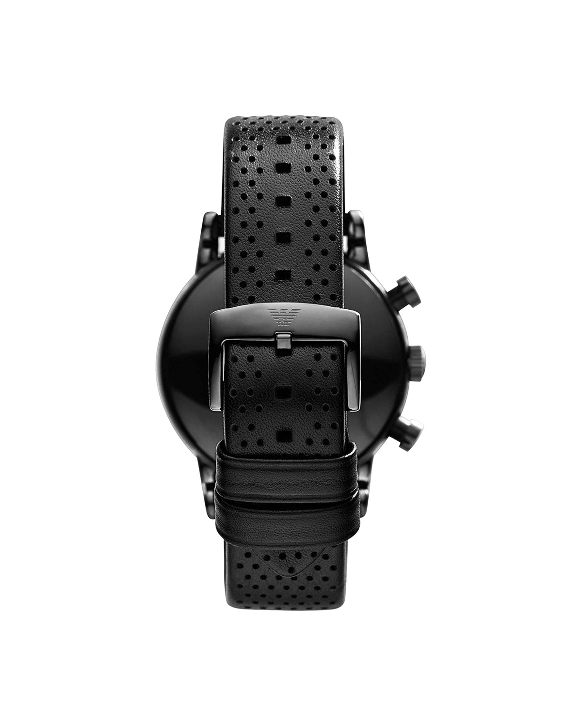 Emporio Armani AR1737 men's watch with black dial and stainless steel case — case detail