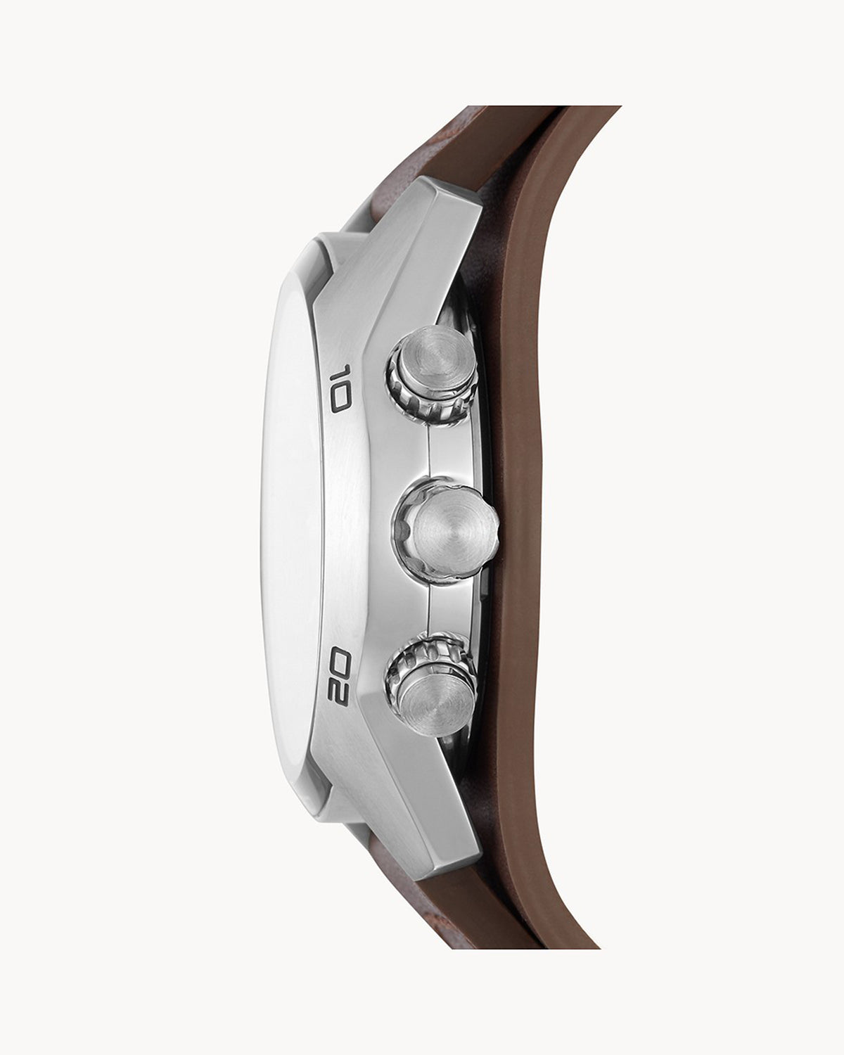 Fossil Coachman Chronograph CH2565 (45mm, Silver-Tone, Tan Leather Cuff)