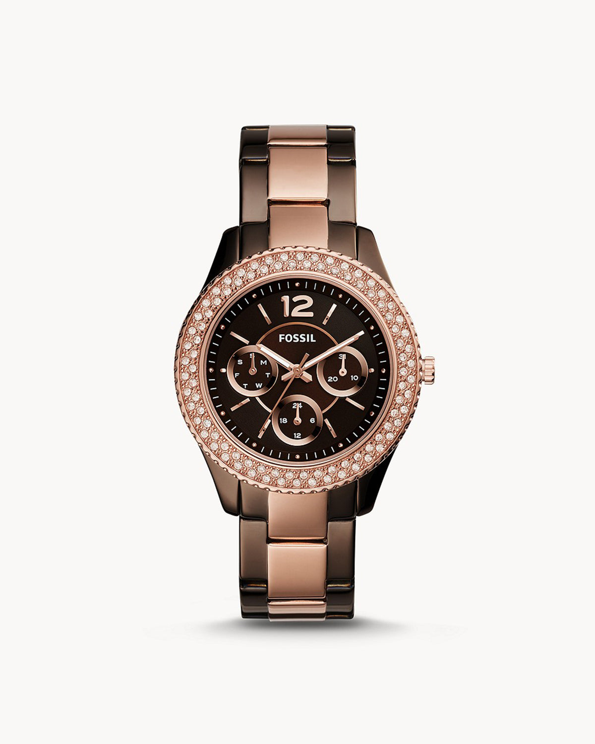 Fossil Stella ES4079 (38mm, Brown and Rose Gold-Tone)