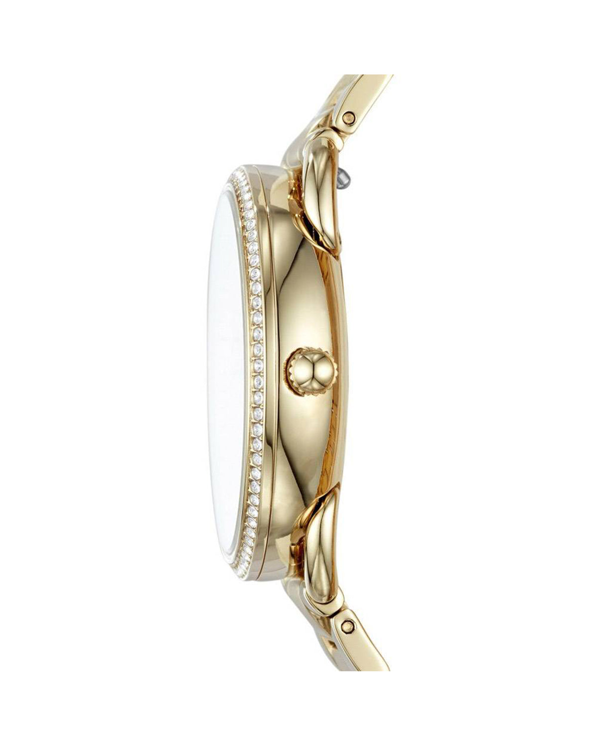 Fossil Tailor ES4263 gold-tone watch, side view of bracelet and clasp